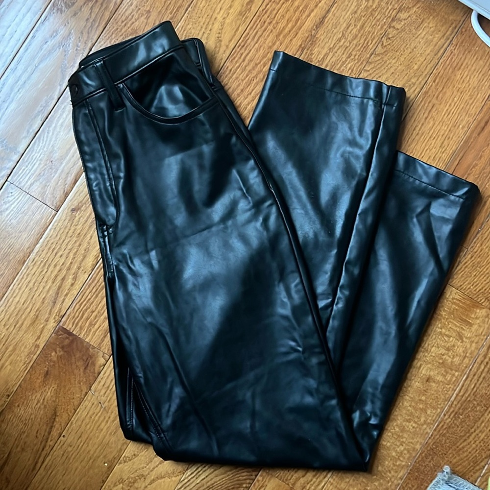 90s Straight Ultra High Rise Leather Pants
